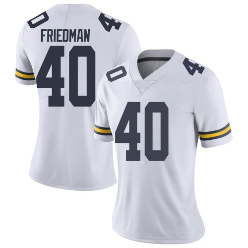 Jake Friedman Michigan Wolverines Women's NCAA #40 White Limited Brand Jordan College Stitched Football Jersey ION7754OV